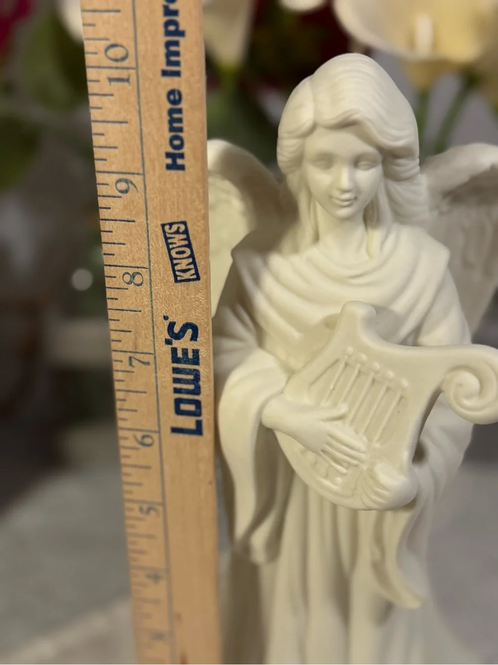 PartyLite Lyrical Angel Playing Harp Bisque Porcelain Taper Candle Holder P0461